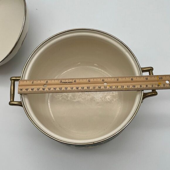 TABLETOPS UNLIMITED Pot and Lid Enamel Steel Heat Fruits Covered Serving Dish - Picture 12 of 14